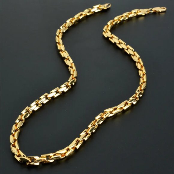 18K Gold Chain Link Womens Necklace 24" Sterling Silver Stamped Ladies Jewelry - Picture 6 of 8